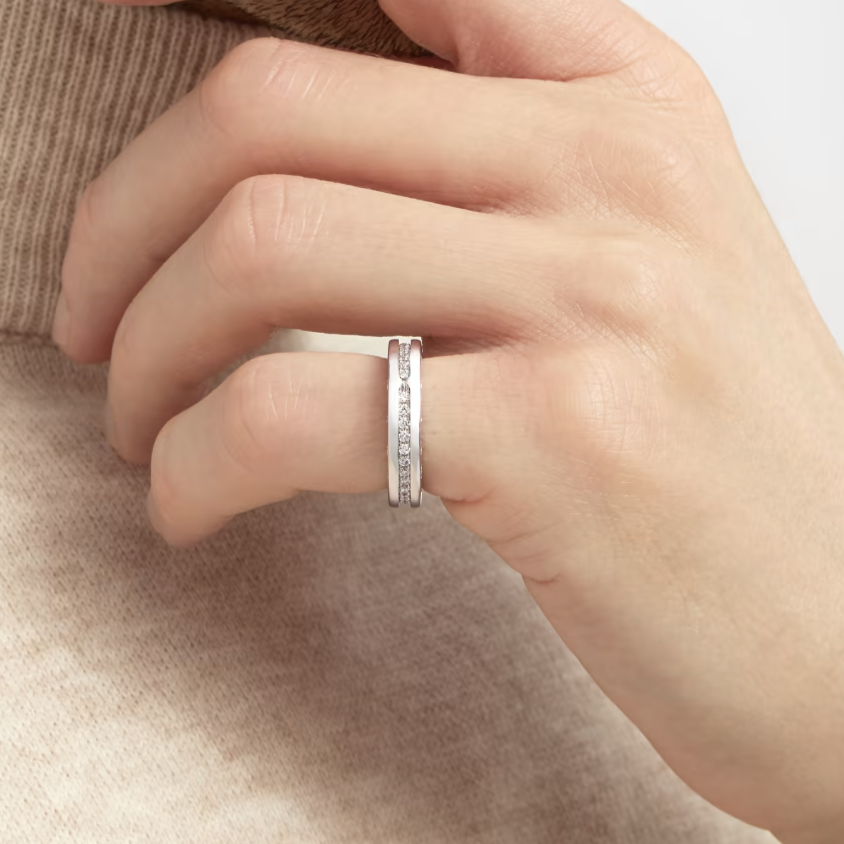 [Star Jewelry]ZERO 1 ONE-BAND PAVED DIAMONDS ON THE SPIRAL RING