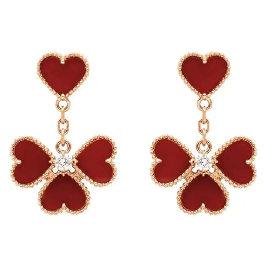 [Star Jewelry]SWEET CLOVER CARNELIAN EARRINGS