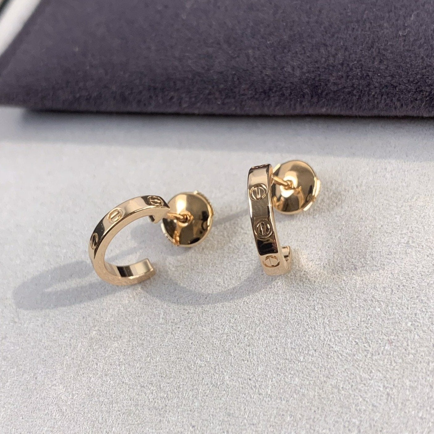 [Star Jewelry]LOVE EARRINGS 2.65MM PINK GOLD