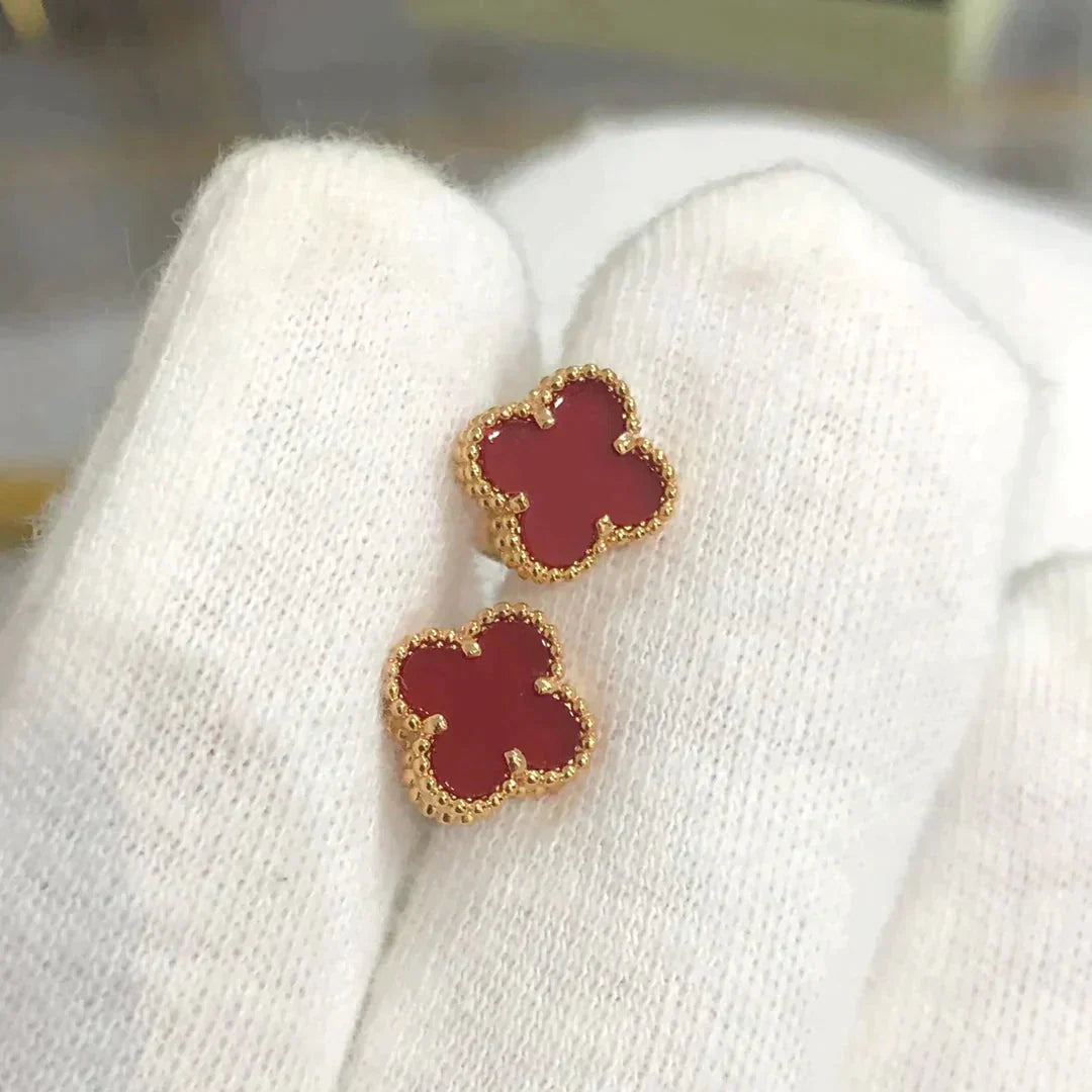 [Star Jewelry]CLOVER MINI 9.5MM CARNELIAN EARRINGS