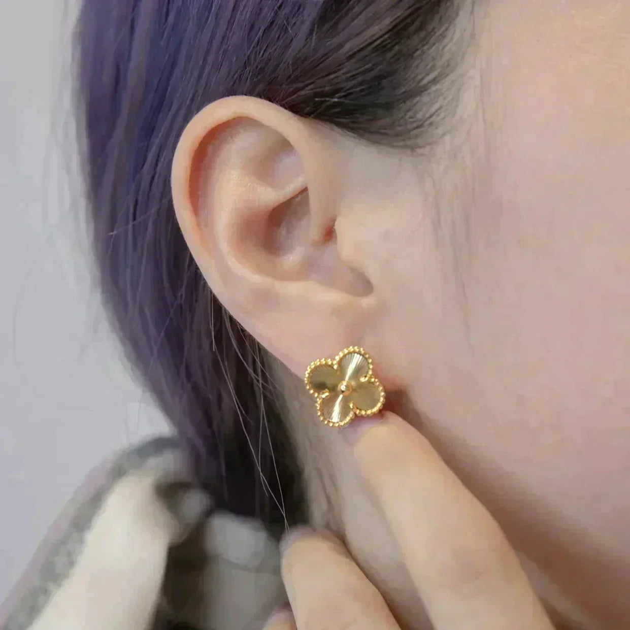 [Star Jewelry]CLOVER MEDIUM 1 MOTIFS LASER EARRINGS