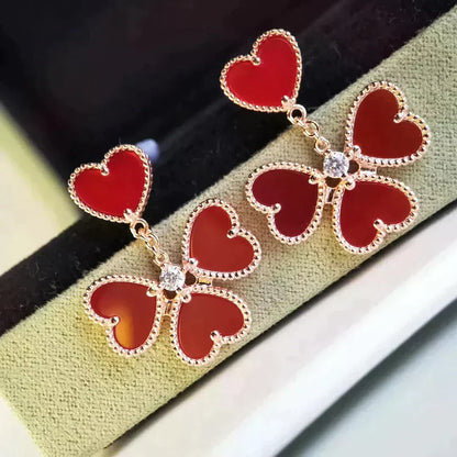 [Star Jewelry]SWEET CLOVER CARNELIAN EARRINGS