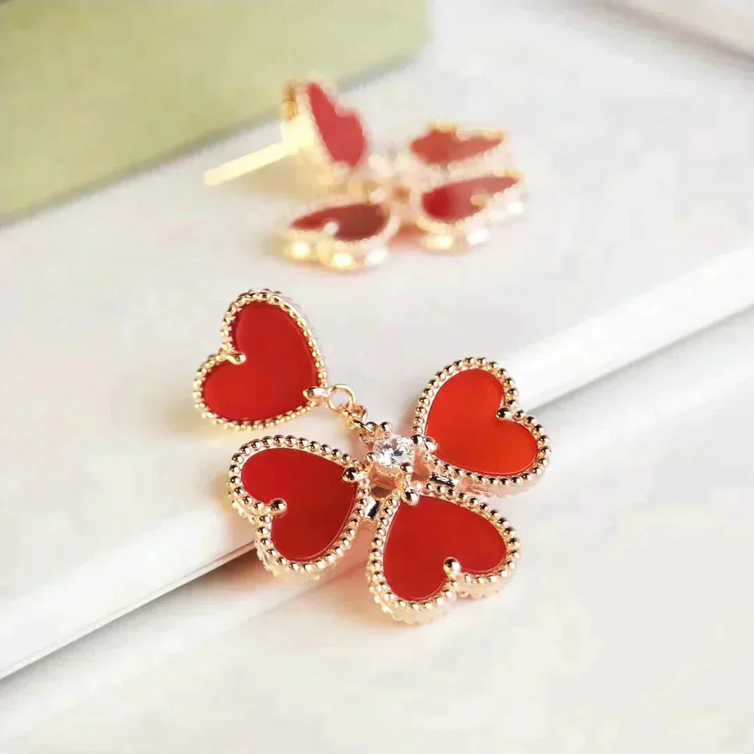 [Star Jewelry]SWEET CLOVER CARNELIAN EARRINGS