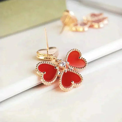 [Star Jewelry]SWEET CLOVER CARNELIAN EARRINGS