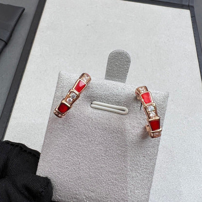 [Star Jewelry]SERPENTI CARNELIAN PINK GOLD EARRINGS