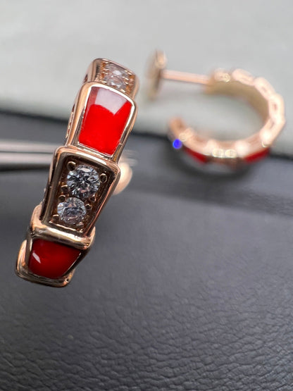 [Star Jewelry]SERPENTI CARNELIAN PINK GOLD EARRINGS
