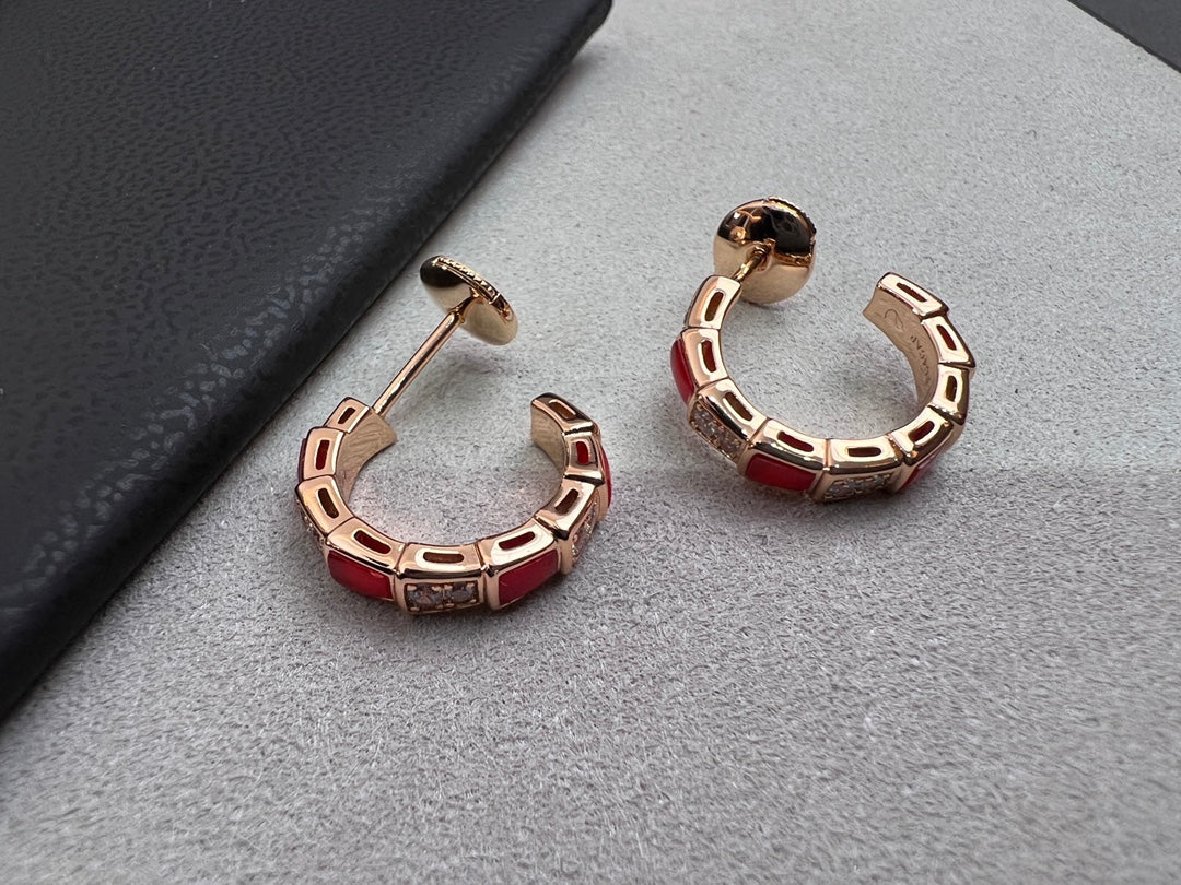 [Star Jewelry]SERPENTI CARNELIAN PINK GOLD EARRINGS