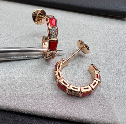 [Star Jewelry]SERPENTI CARNELIAN PINK GOLD EARRINGS