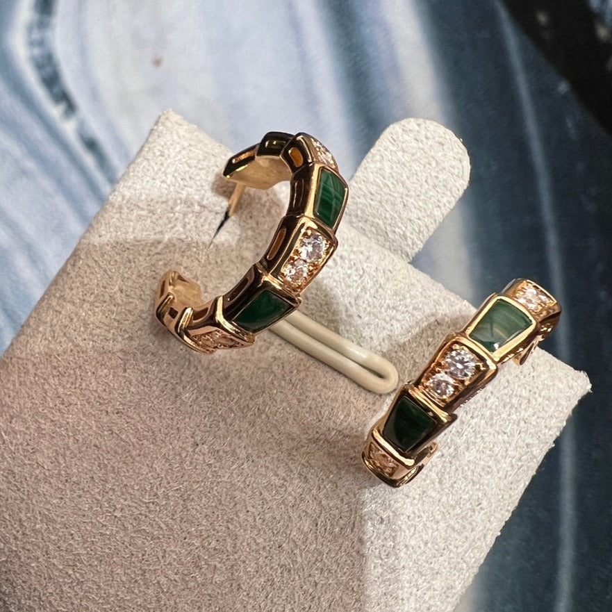 [Star Jewelry]SERPENTI MALACHITE PINK GOLD EARRINGS