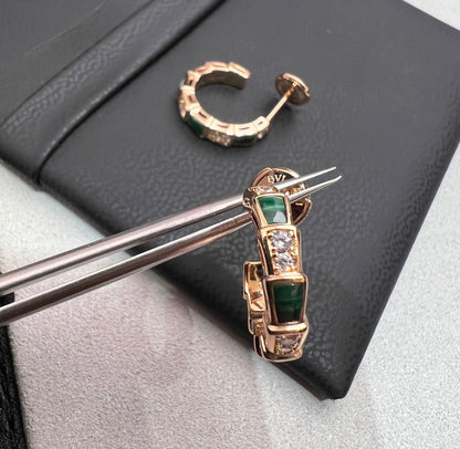 [Star Jewelry]SERPENTI MALACHITE PINK GOLD EARRINGS
