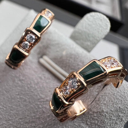 [Star Jewelry]SERPENTI MALACHITE PINK GOLD EARRINGS