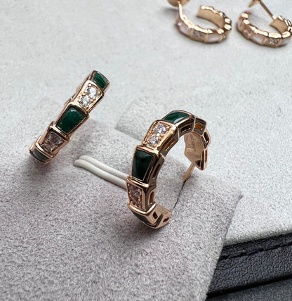 [Star Jewelry]SERPENTI MALACHITE PINK GOLD EARRINGS