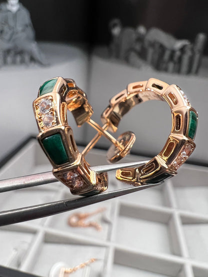 [Star Jewelry]SERPENTI MALACHITE PINK GOLD EARRINGS