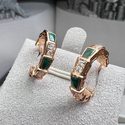 [Star Jewelry]SERPENTI MALACHITE PINK GOLD EARRINGS