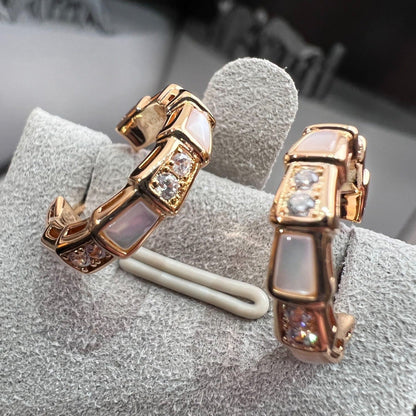 [Star Jewelry]SERPENTI MOP PINK GOLD EARRINGS