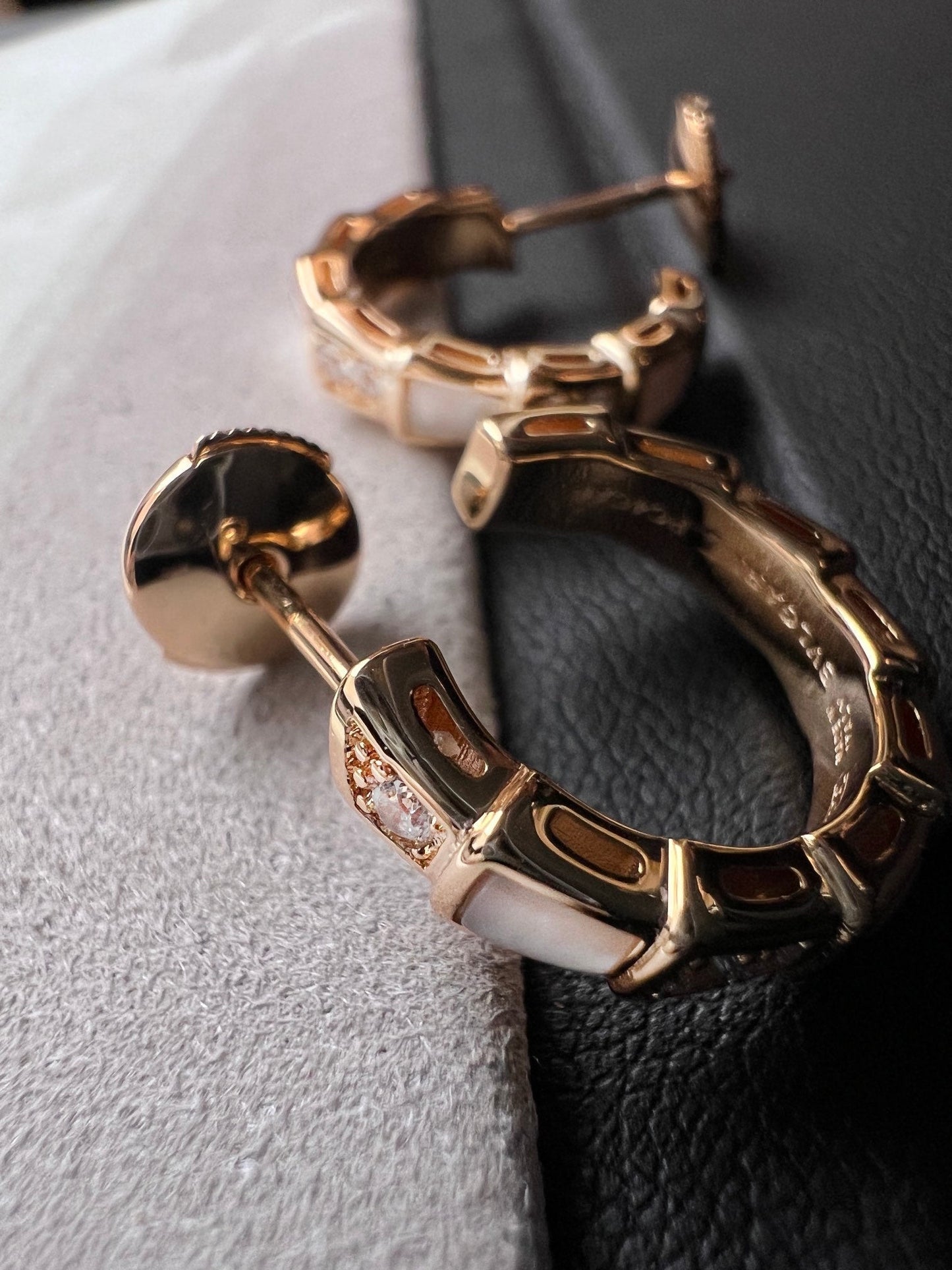 [Star Jewelry]SERPENTI MOP PINK GOLD EARRINGS