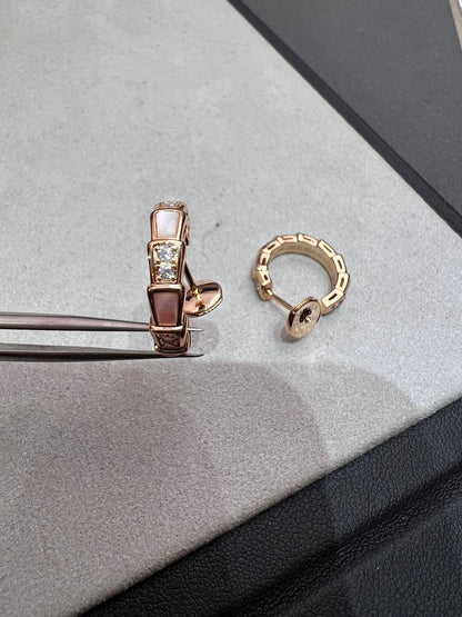 [Star Jewelry]SERPENTI MOP PINK GOLD EARRINGS