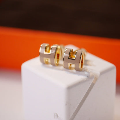 [Star Jewelry]MINI POP H GOLD EARRINGS GREY