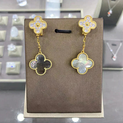 [Star Jewelry]CLOVER  2 MOTIFS  DIAMOND  EARRINGS (MULTIPLE CHOICESç´