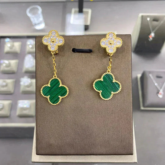 [Star Jewelry]CLOVER  2 MOTIFS  DIAMOND  EARRINGS (MULTIPLE CHOICESç´