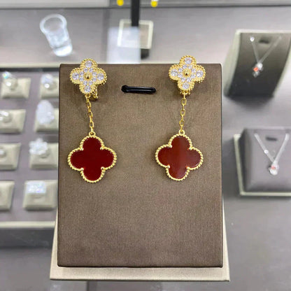 [Star Jewelry]CLOVER  2 MOTIFS  DIAMOND  EARRINGS (MULTIPLE CHOICESç´