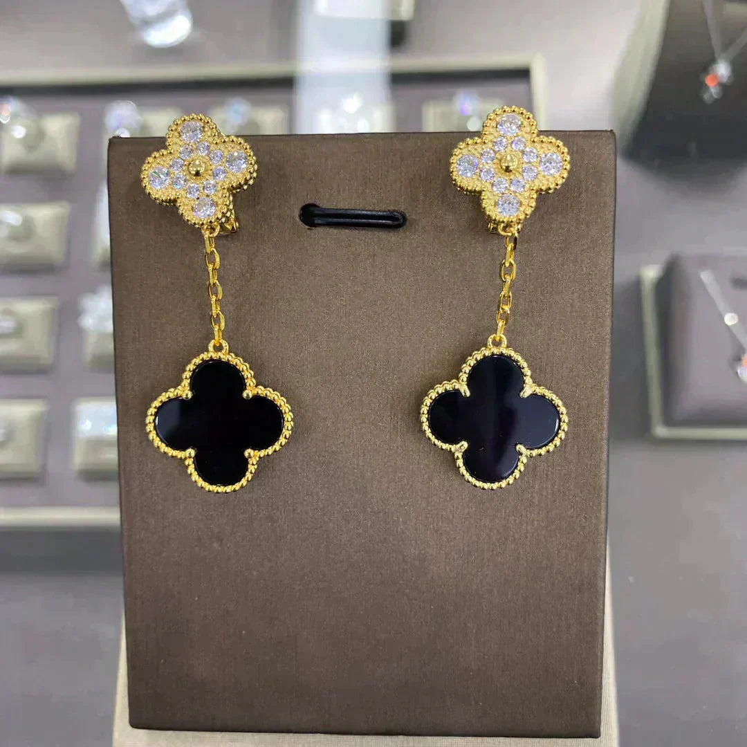 [Star Jewelry]CLOVER  2 MOTIFS  DIAMOND  EARRINGS (MULTIPLE CHOICESç´