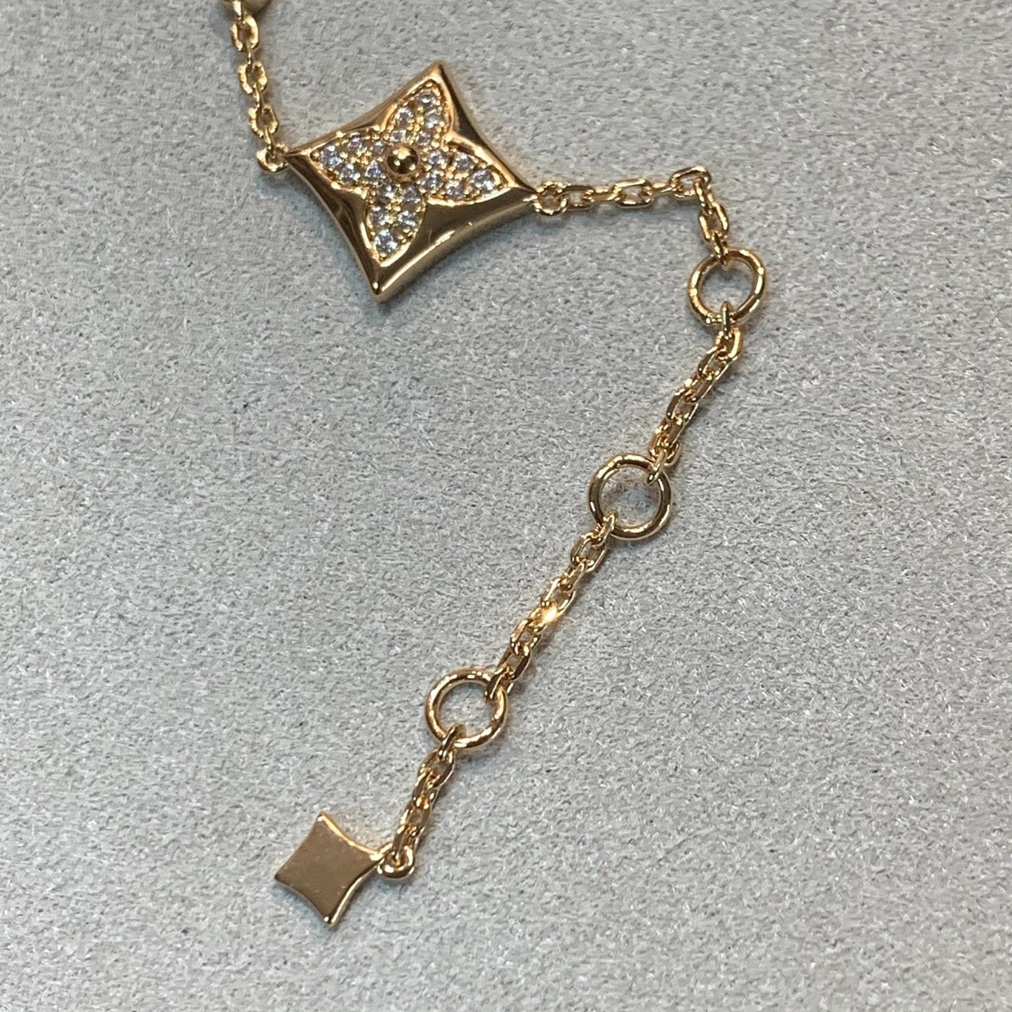 [Star Jewelry]STAR AND SUN 4 MOTIFS GOLD DIAMONDS BRACELET