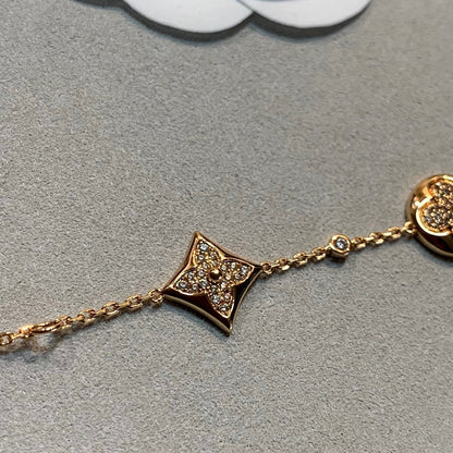 [Star Jewelry]STAR AND SUN 4 MOTIFS GOLD DIAMONDS BRACELET