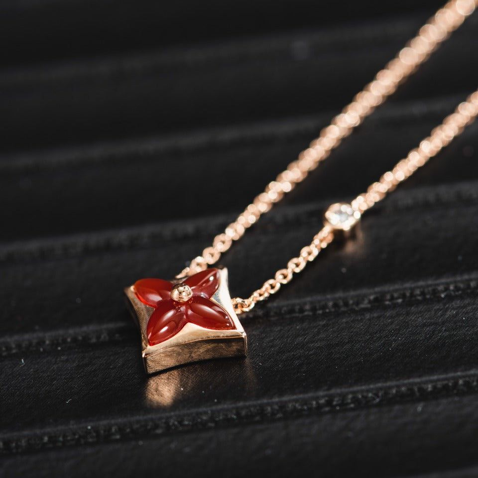 [Star Jewelry]STAR NECKLACE PINK GOLD 1 DIAMOND