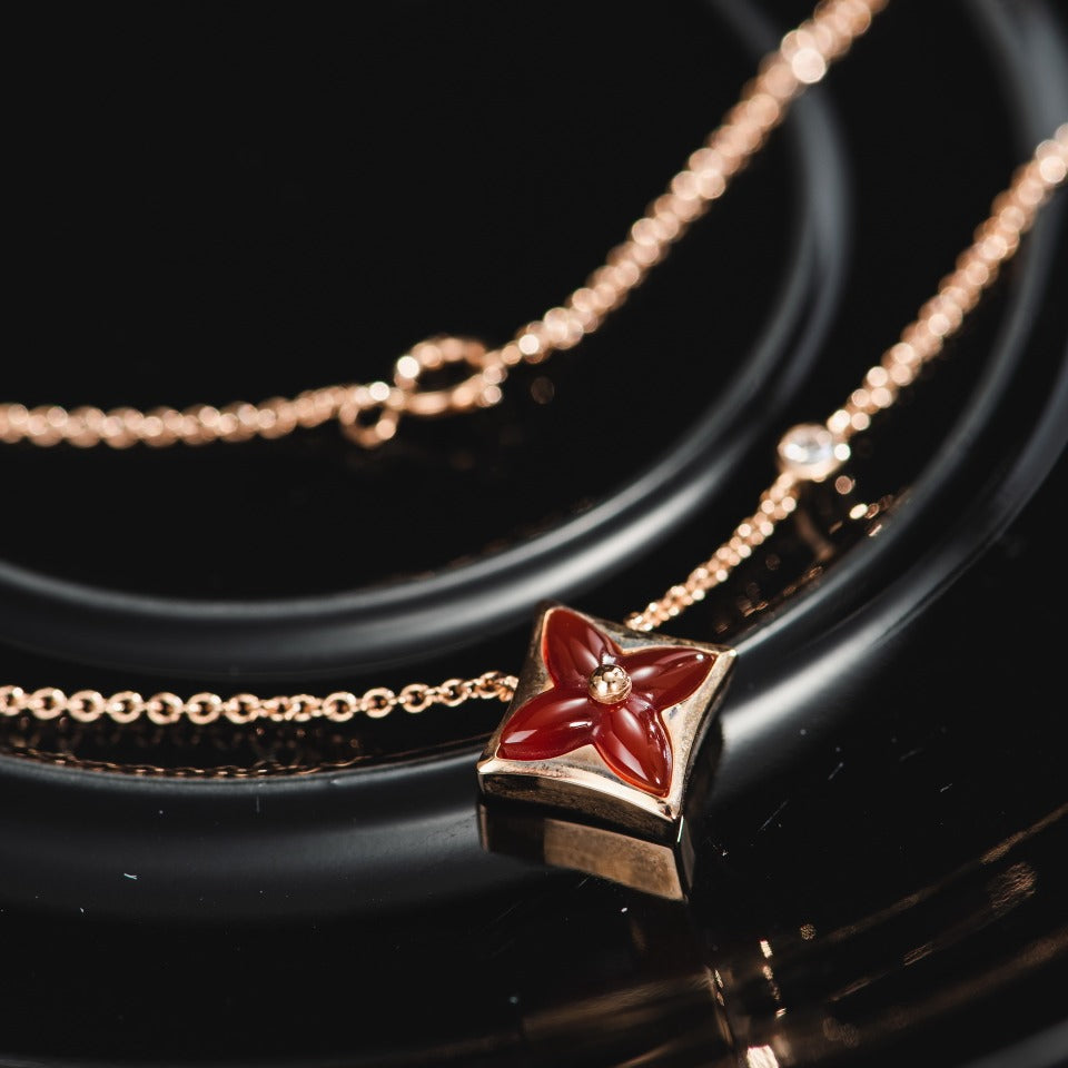 [Star Jewelry]STAR NECKLACE PINK GOLD 1 DIAMOND