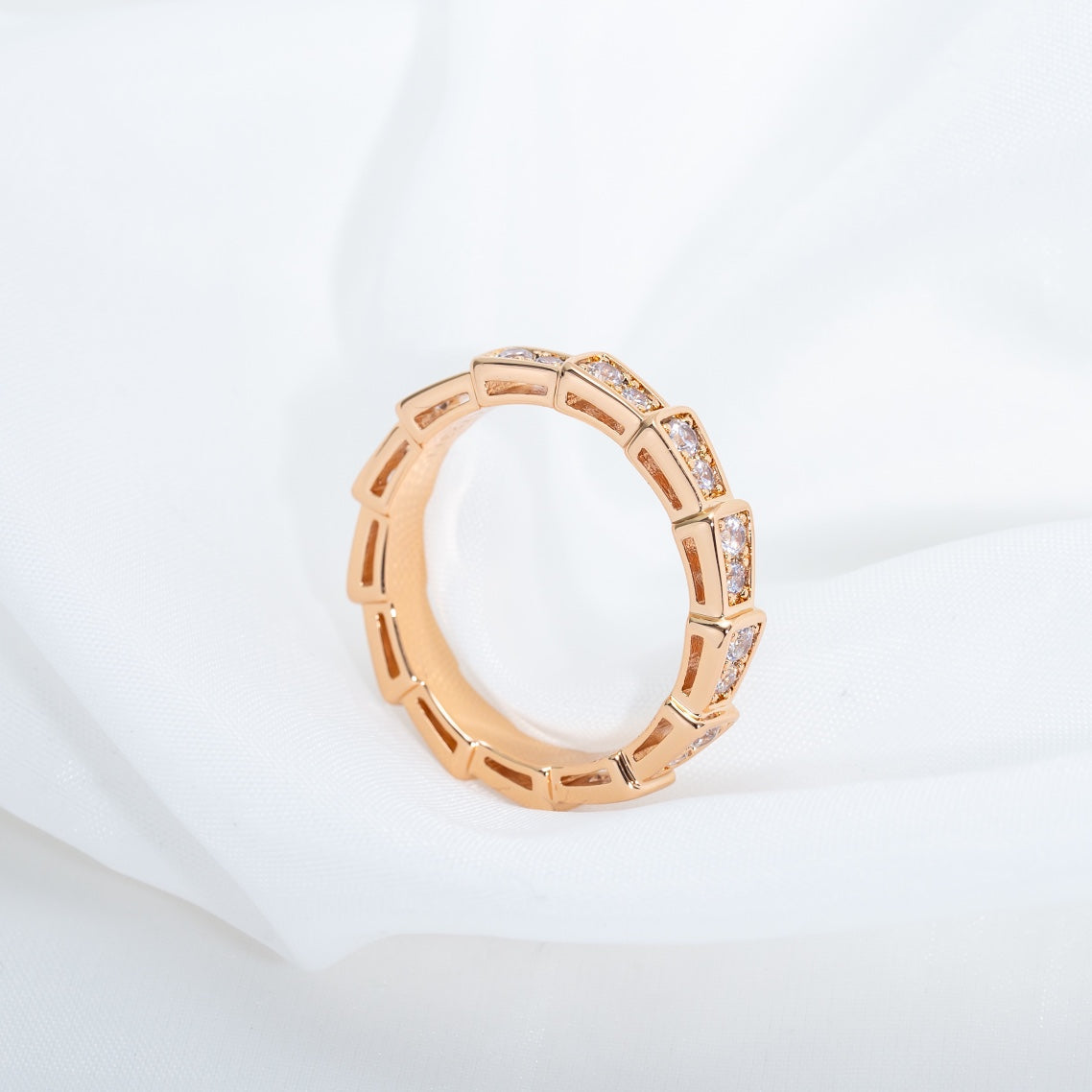[Star Jewelry]SERPENTI RING PINK GOLD DIAMOND PAVED 3MM