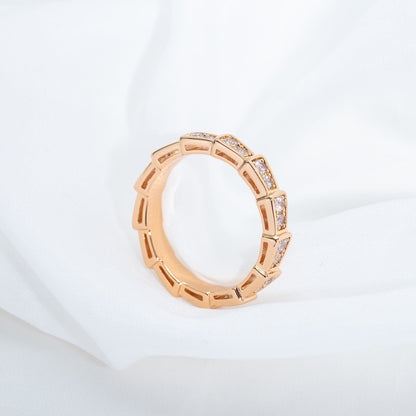 [Star Jewelry]SERPENTI RING PINK GOLD DIAMOND PAVED 3MM