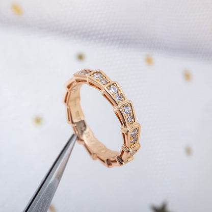 [Star Jewelry]SERPENTI RING PINK GOLD DIAMOND PAVED 3MM