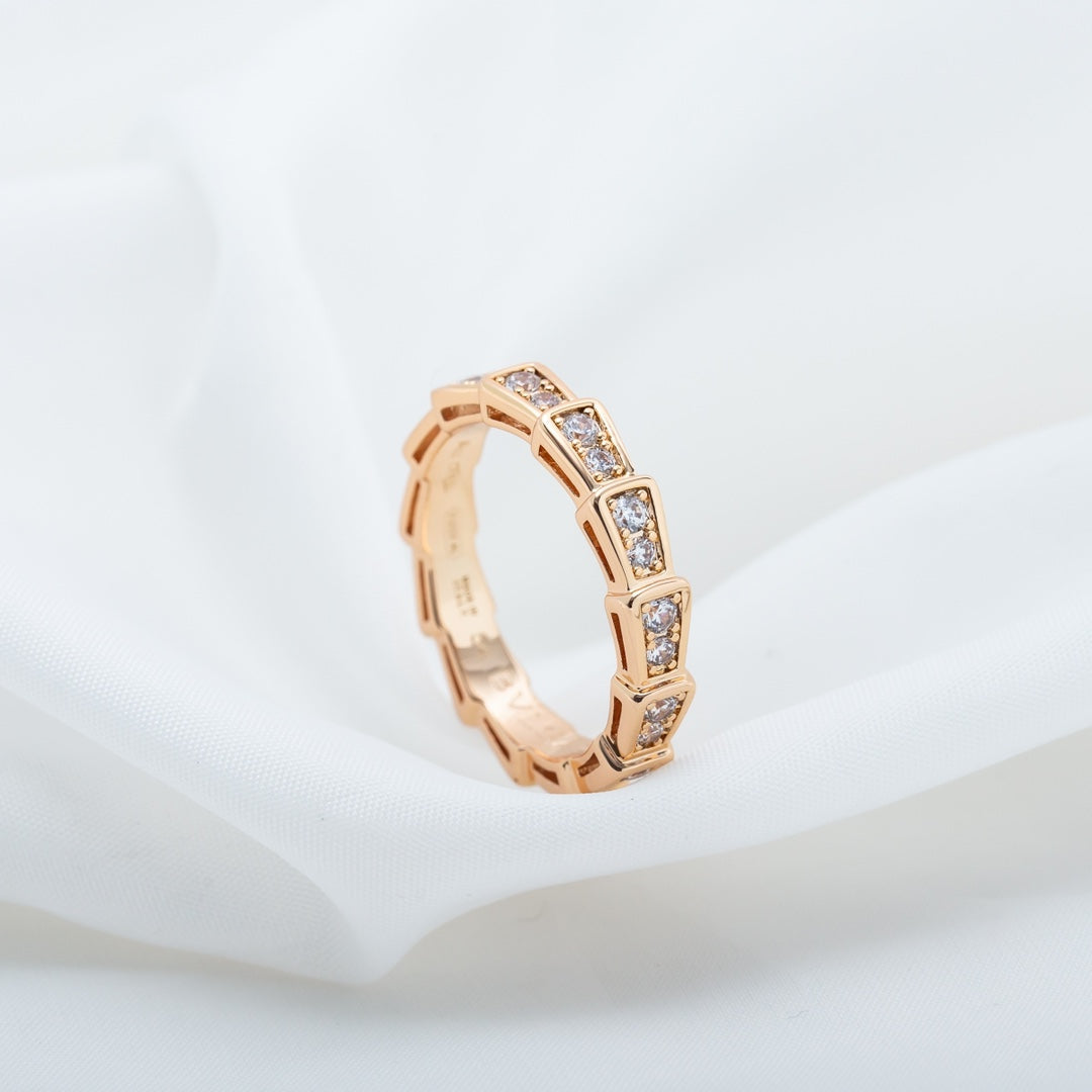 [Star Jewelry]SERPENTI RING PINK GOLD DIAMOND PAVED 3MM