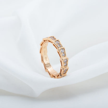 [Star Jewelry]SERPENTI RING PINK GOLD DIAMOND PAVED 3MM