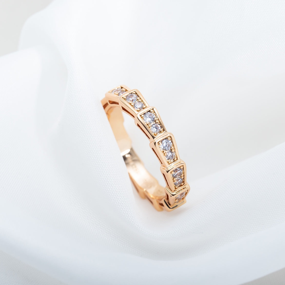 [Star Jewelry]SERPENTI RING PINK GOLD DIAMOND PAVED 3MM