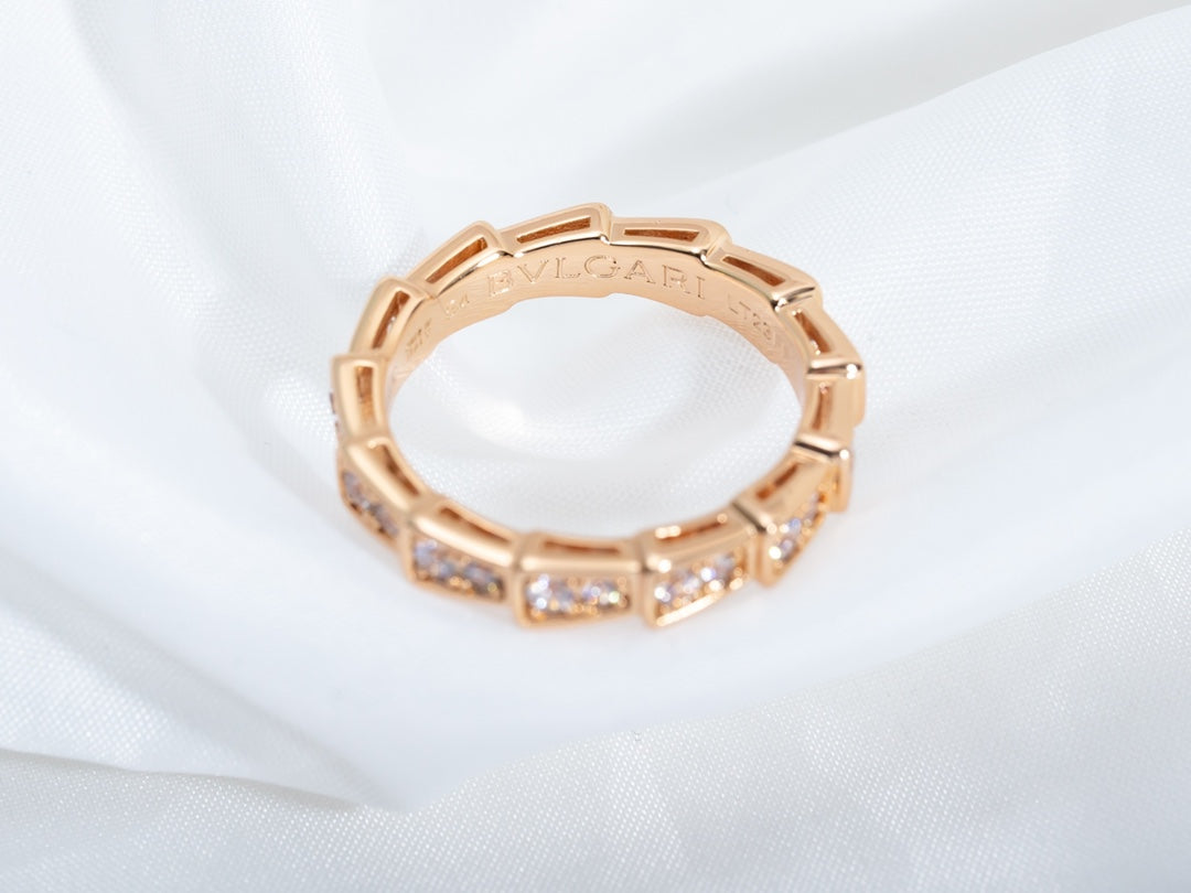 [Star Jewelry]SERPENTI RING PINK GOLD DIAMOND PAVED 3MM