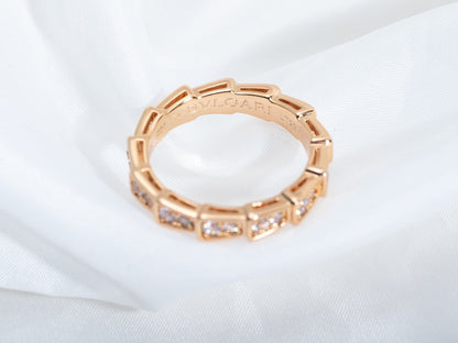 [Star Jewelry]SERPENTI RING PINK GOLD DIAMOND PAVED 3MM