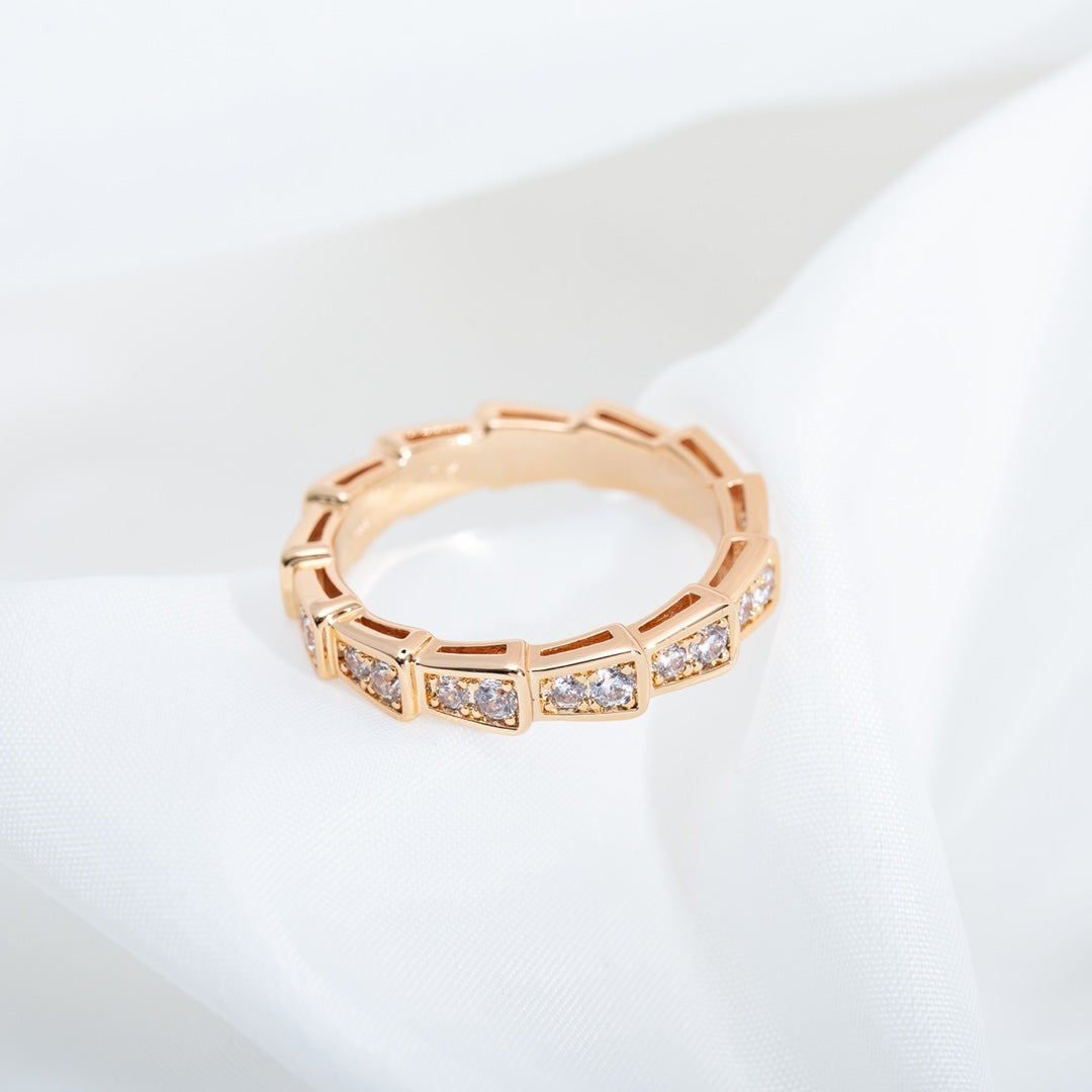 [Star Jewelry]SERPENTI RING PINK GOLD DIAMOND PAVED 3MM