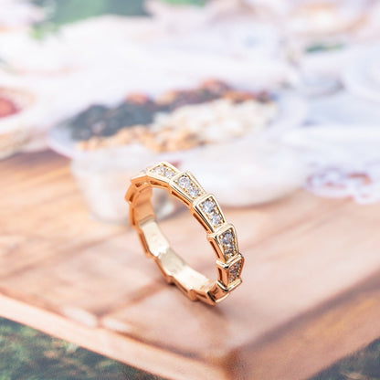 [Star Jewelry]SERPENTI RING PINK GOLD DIAMOND PAVED 3MM