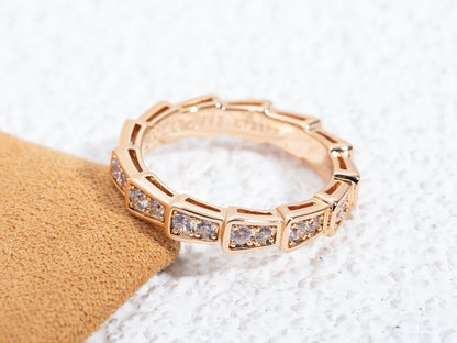 [Star Jewelry]SERPENTI RING PINK GOLD DIAMOND PAVED 3MM