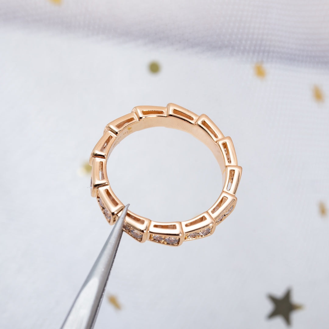 [Star Jewelry]SERPENTI RING PINK GOLD DIAMOND PAVED 3MM