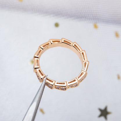 [Star Jewelry]SERPENTI RING PINK GOLD DIAMOND PAVED 3MM