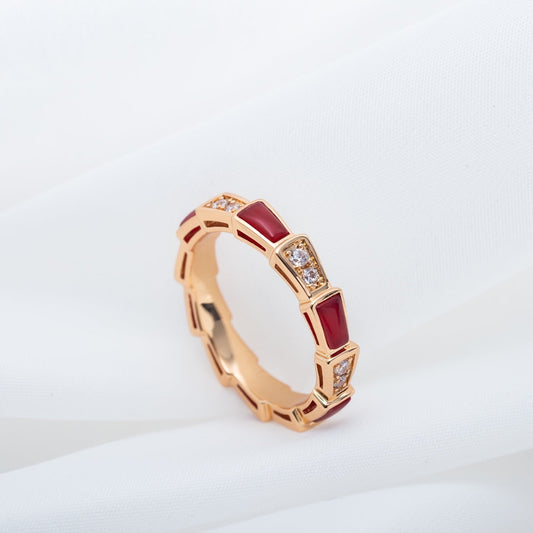 [Star Jewelry]SERPENTI RING PINK GOLD CARNELIAN DIAMOND 3MM