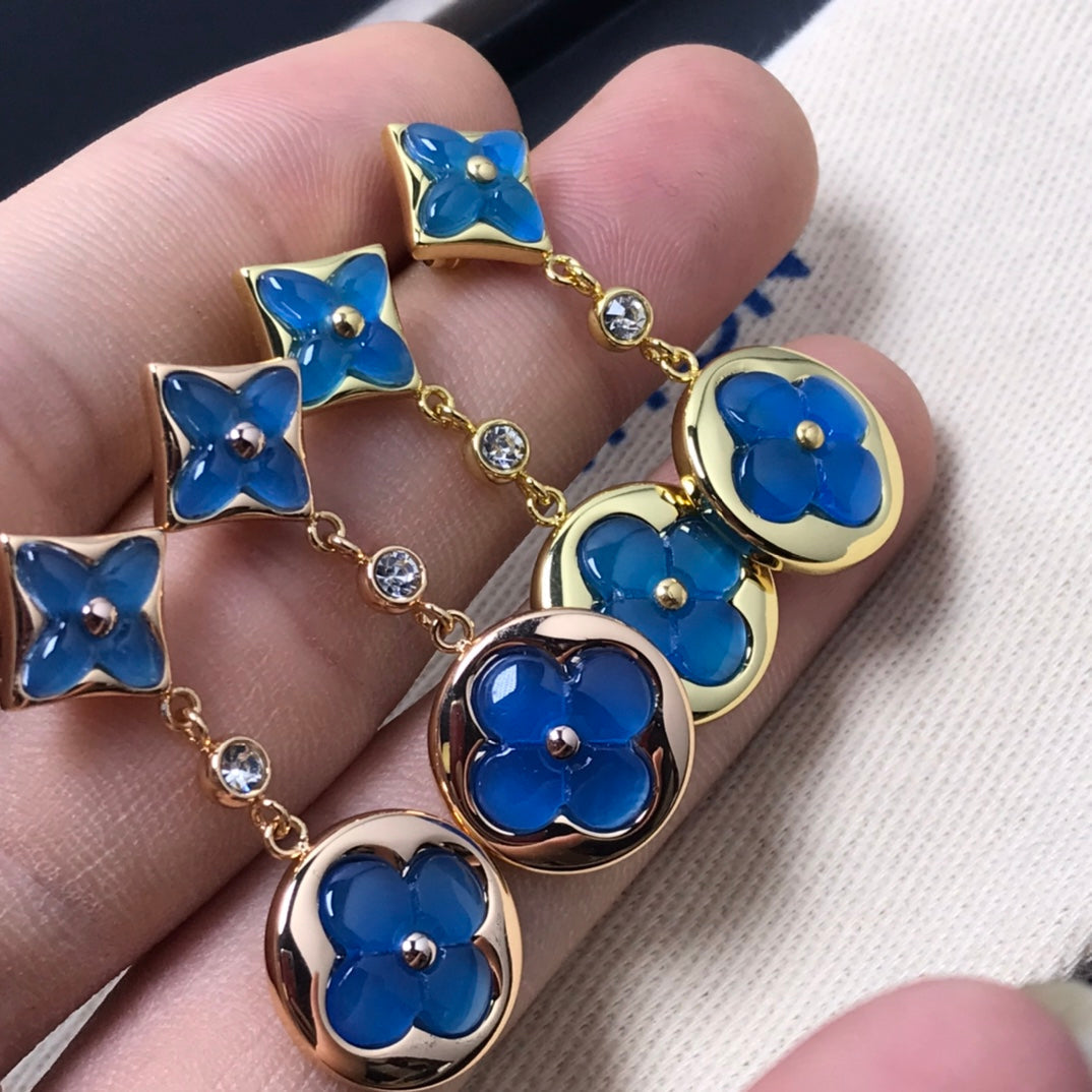 [Star Jewelry]STAR AND SUN AGATE DIAMOND EARRINGS