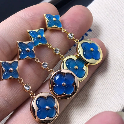 [Star Jewelry]STAR AND SUN AGATE DIAMOND EARRINGS
