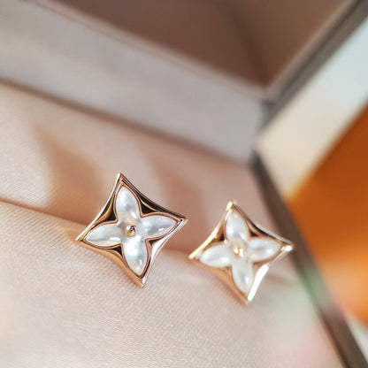 [Star Jewelry]STAR MOP PINK GOLD EARRINGS
