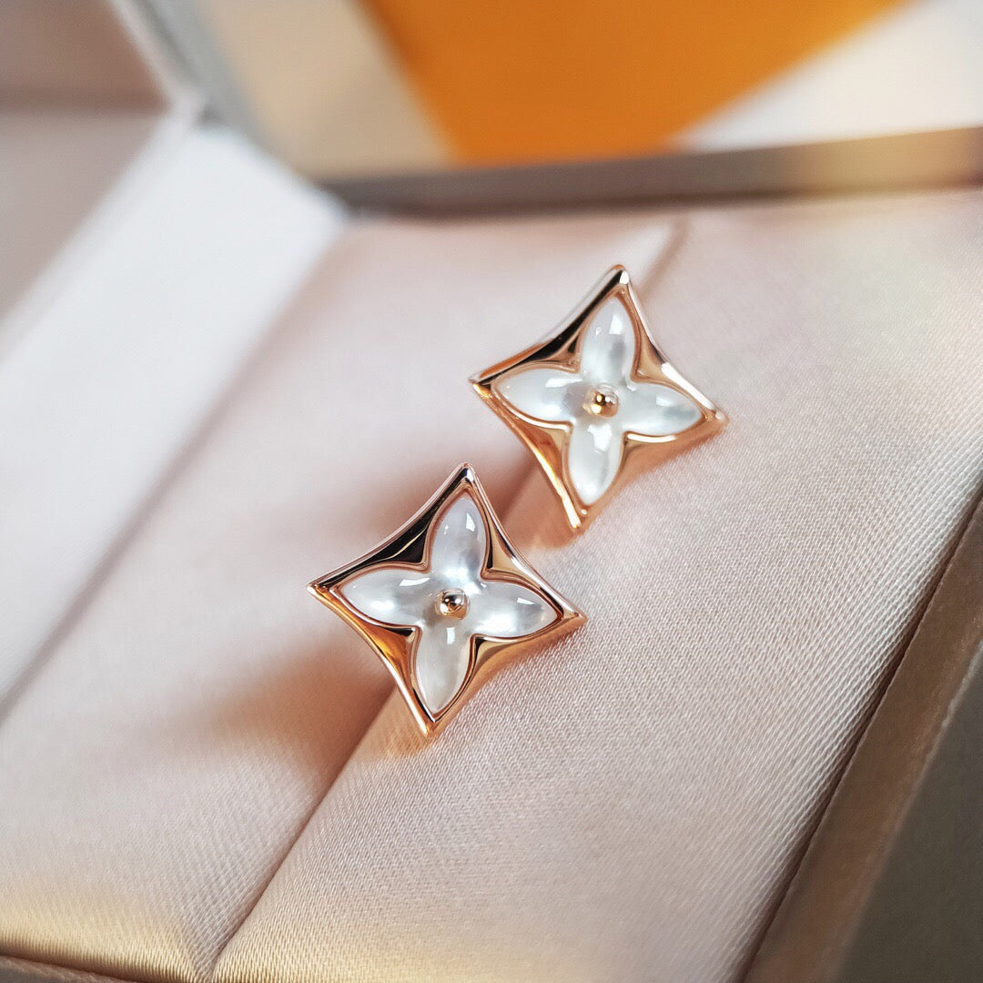 [Star Jewelry]STAR MOP PINK GOLD EARRINGS