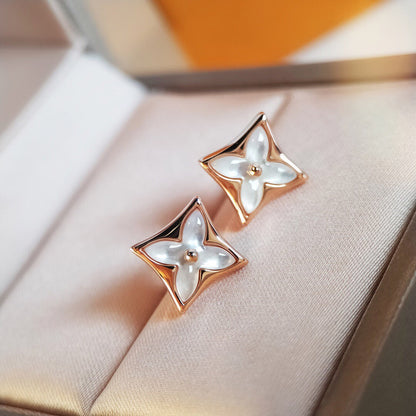 [Star Jewelry]STAR MOP PINK GOLD EARRINGS