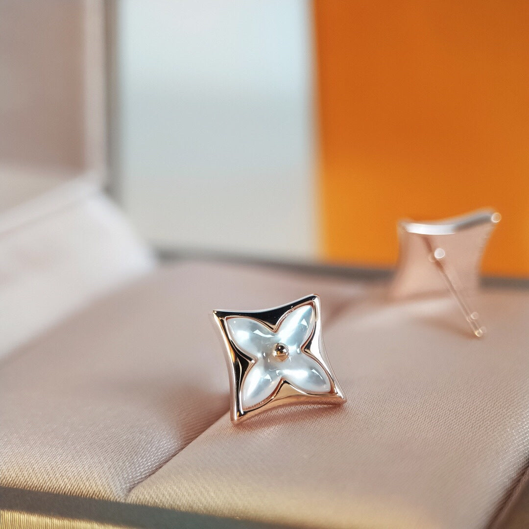 [Star Jewelry]STAR MOP PINK GOLD EARRINGS